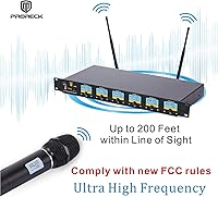 Vista 2 de PRORECK MX66 Sistema de Micrófono Inalámbrico UHF de 6 Canales con 6 Micrófonos de Mano, Máquina de Karaoke