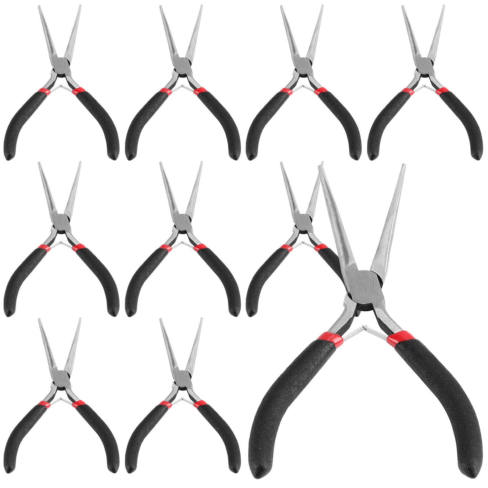 JOIKIT 10 Pack 6 Inch Extra Long Needle Nose Pliers, Mini Precision Needle Nose Pliers Set Repair Tool for Wire Wrapping, DIY Crafts, Electronic