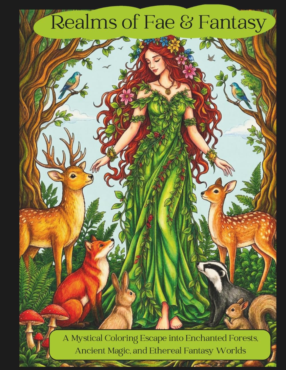 Realms of Fae & Fantasy: A Fantasy Coloring Book of Woodland Magic, Spirit Realms, Mythical Creatures, and Ethereal Beauty