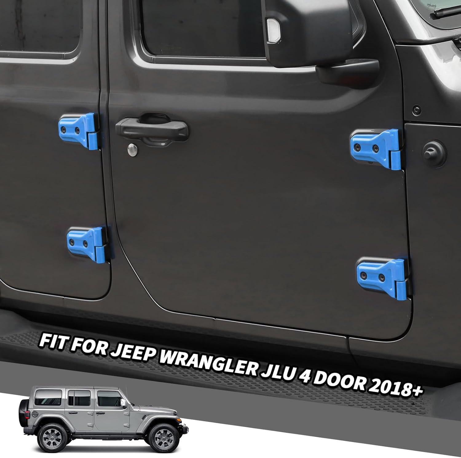 Jimen Fit for Jeep Wrangler JLU 4 Door 2018-2024, 20PCS Door Hinge & Tailgate Hinge Cover Exterior Trim Accessories (Light Blue)