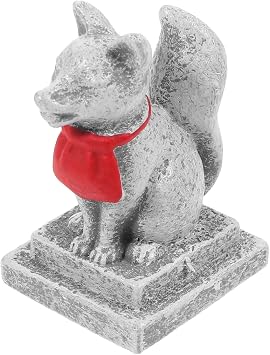 BESPORTBLE 2pcs Inari Shrine Sacred Foxes Miniature Resin Japanese Fox Statue Kitsune Fox Cake Topper Fairy Garden Moss Landscape DIY Crafts Ornament