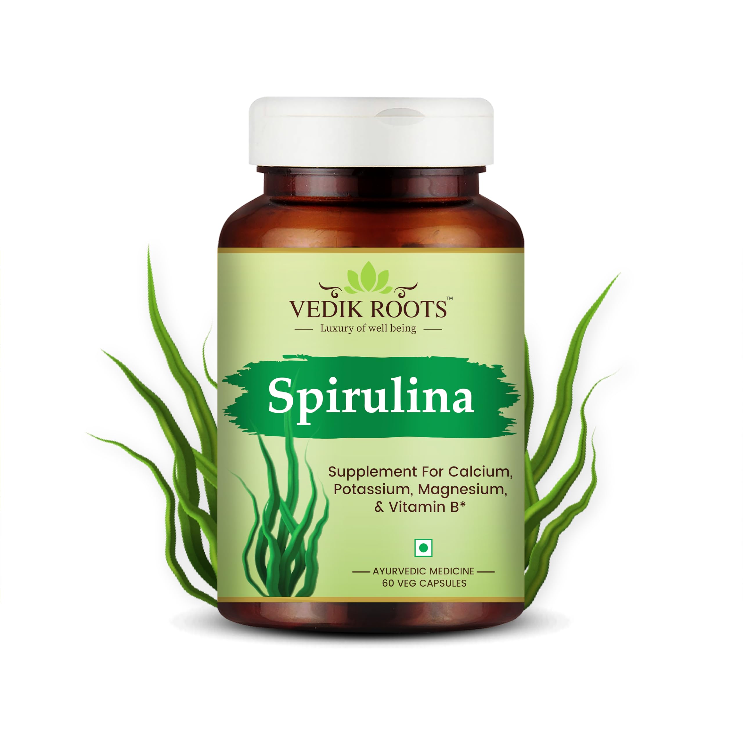 100% Organic Spirulina Capsules For Weight Management & Immunity Booster | Helps In Healthy Heart | Support Digestion & Skin Health For Men And Women- 60 Capsules (Pack of 1)