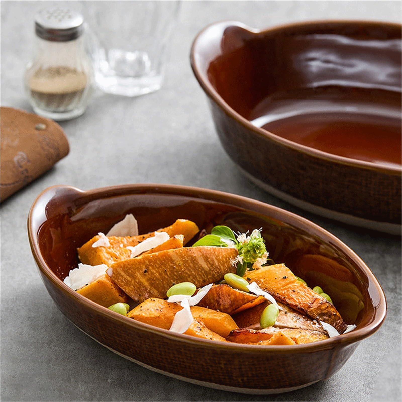 Plat Four Bol de cuisson en céramique avec poignées ménage Plat Gratin