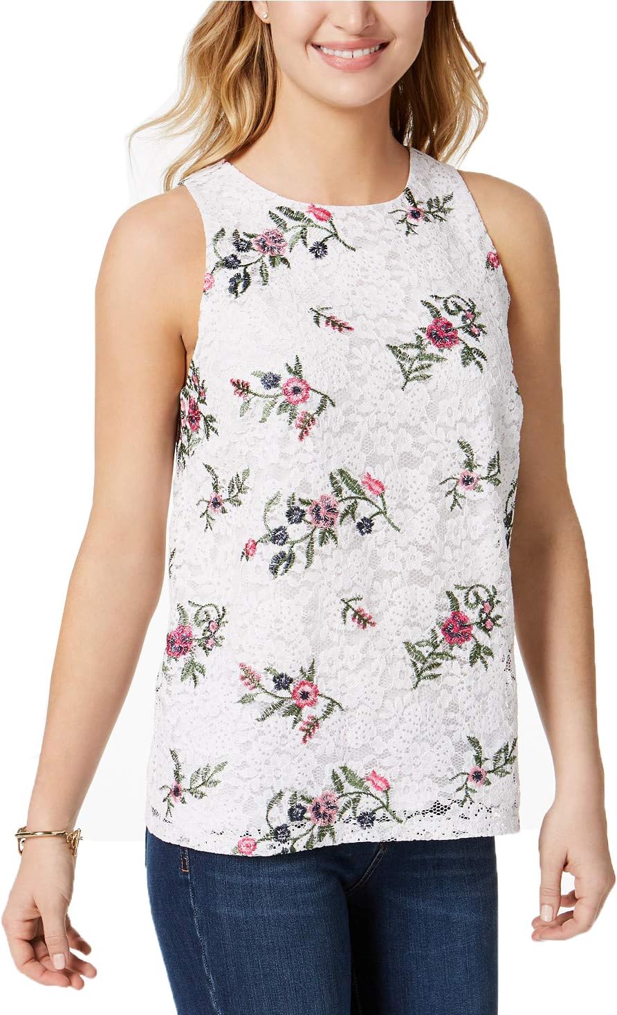 Charter Club Womens Plus Lace Floral Shell White 3X at Amazon Women’s ...