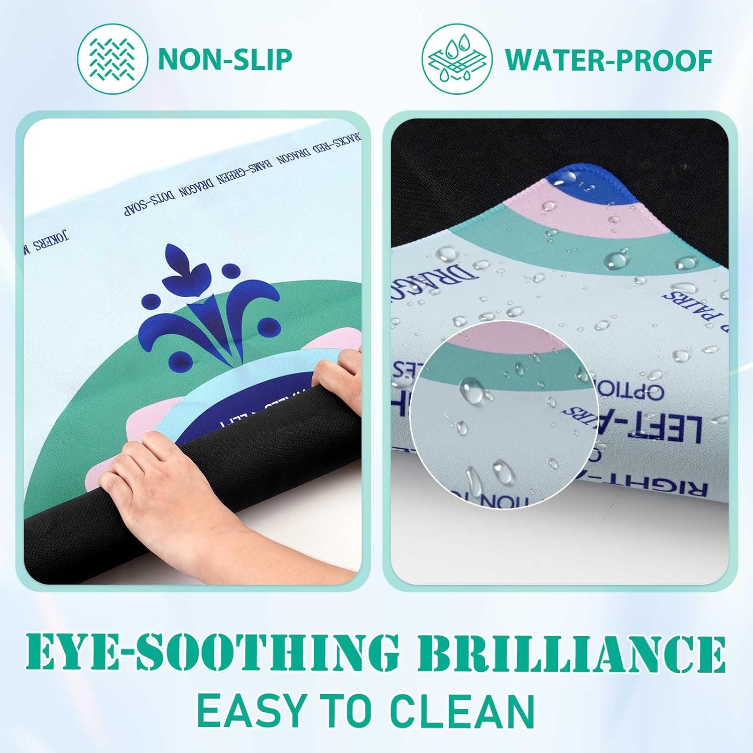 Mahjong Mat for Table with Learning Rules - 33"x33" Noise Reduction | Non-Slip Neoprene American Mah Jongg Game Cloth - Domino Pocker Card Board Game Cover - Mahjong Accessories Gifts with Travel Bag