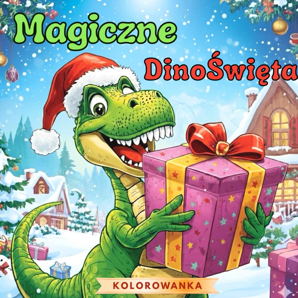 Magiczne DinoŚwięta: Kolorowanka Z Dinozaurami Dla Dzieci 6+, Idealny Prezent Na Święta Dla Małego Odkrywcy