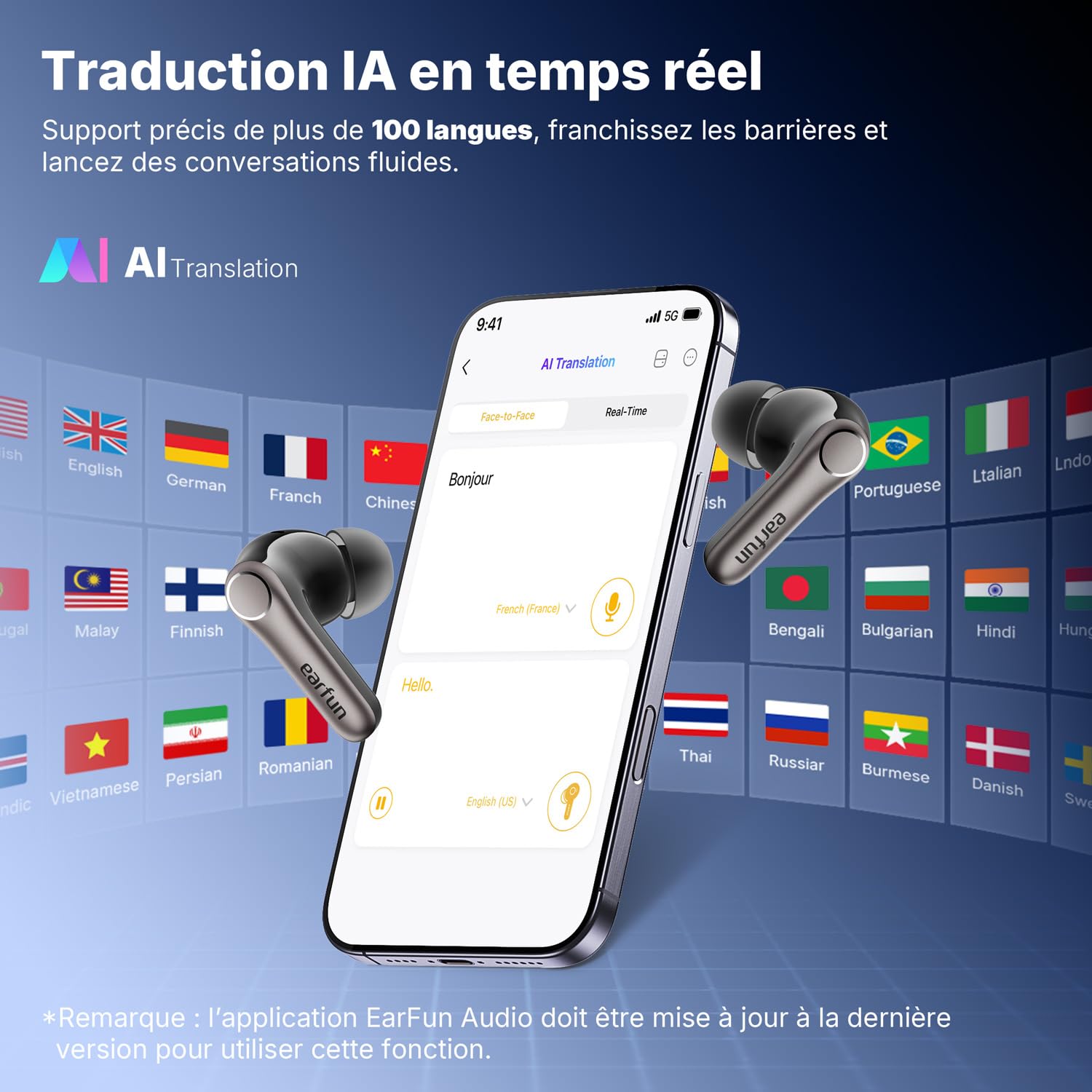 EarFun Air Pro 4+ Ecouteurs Bluetooth sans Fil, avec ANC | Double Transducteur, Qualcomm aptX Lossless, 6 micros, Hi-Res, LDAC, Bluetooth 6.0, 54 H de Lecture, Recharge sans fil, Noir