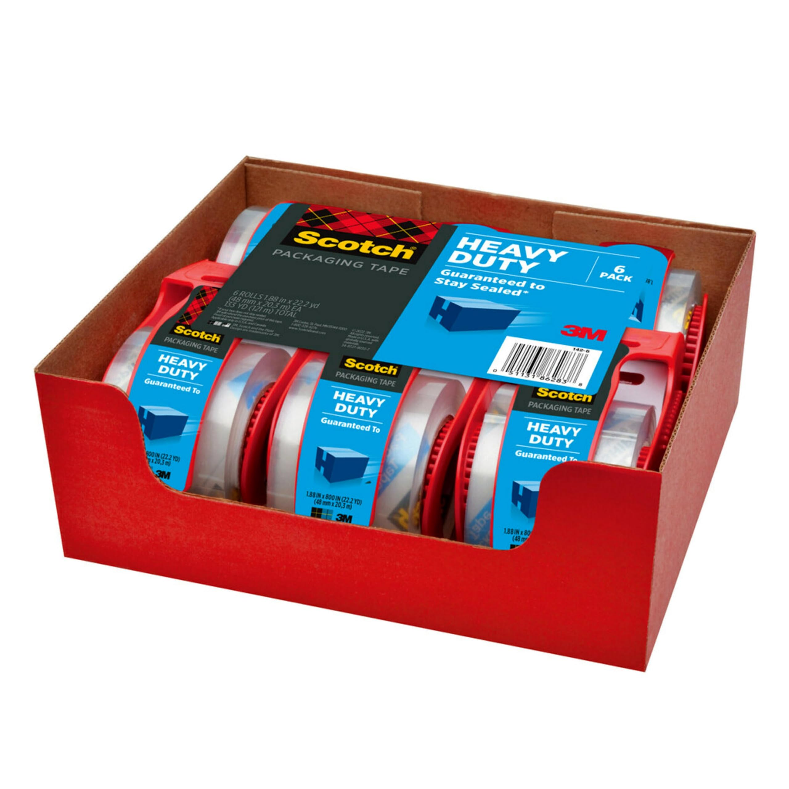 Scotch Box Lock Nastro per spedizioni, 4,8 cm x 22,2 m, 24 rotoli, nastro adesivo per imballaggi con presa avanzata per traslochi e spedizioni, adesivo resistente, trasparente