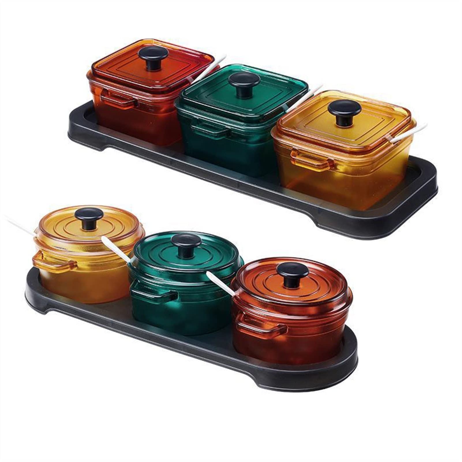 ULTRAWAVE Lata de Condimentos Estantes de Especias frascos de Especias colocador Tarro de Condimentos(Round Set)