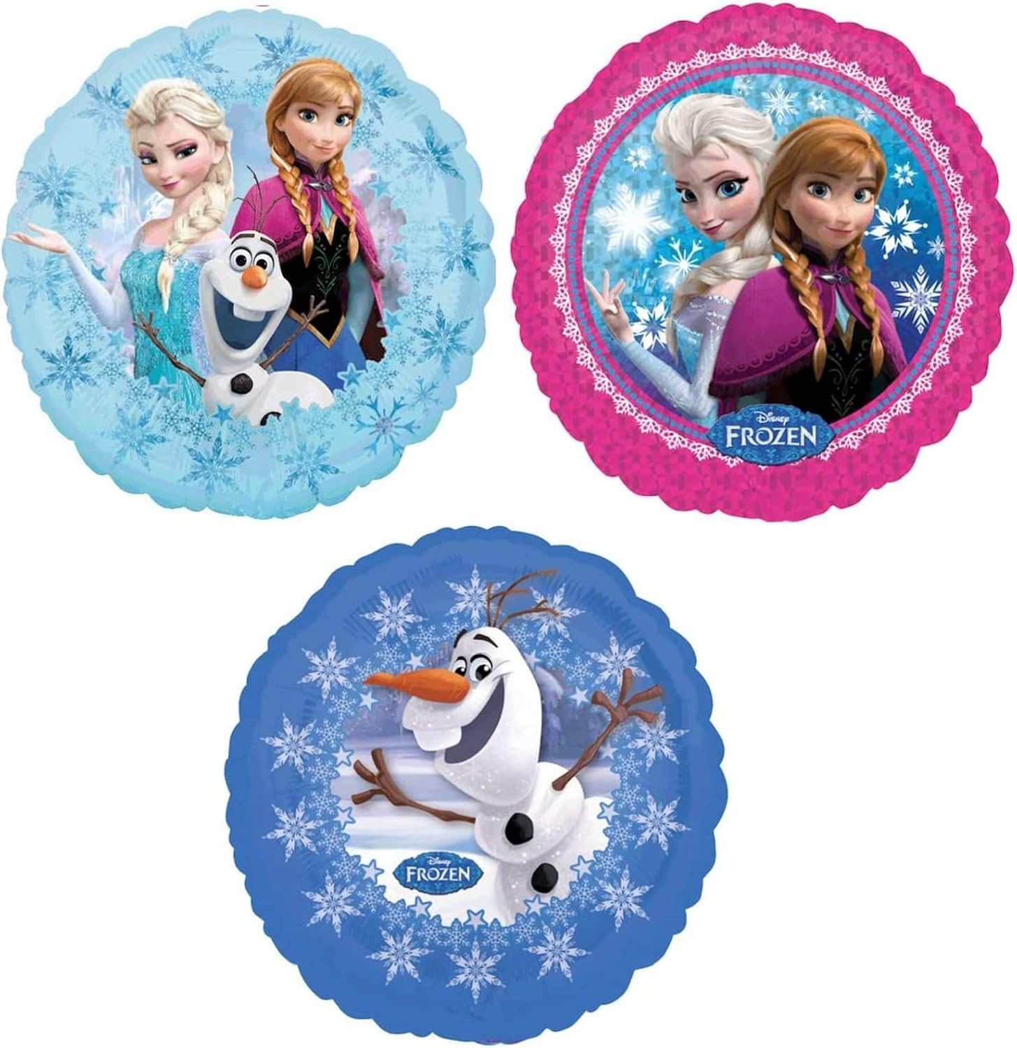 Anagram Frozen Elsa Anna and Olaf Party Supplies 3 pc Birthday Balloon Decorations, BQ_4148