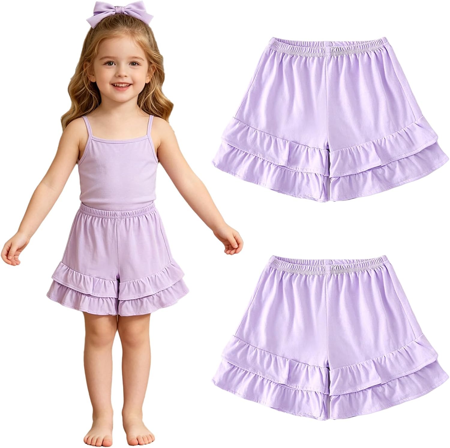 Girls Casual Summer Shorts for Daily Life Pajamas Ruffle Shorts Sleepwear Soft Basic Bottoms Clothes