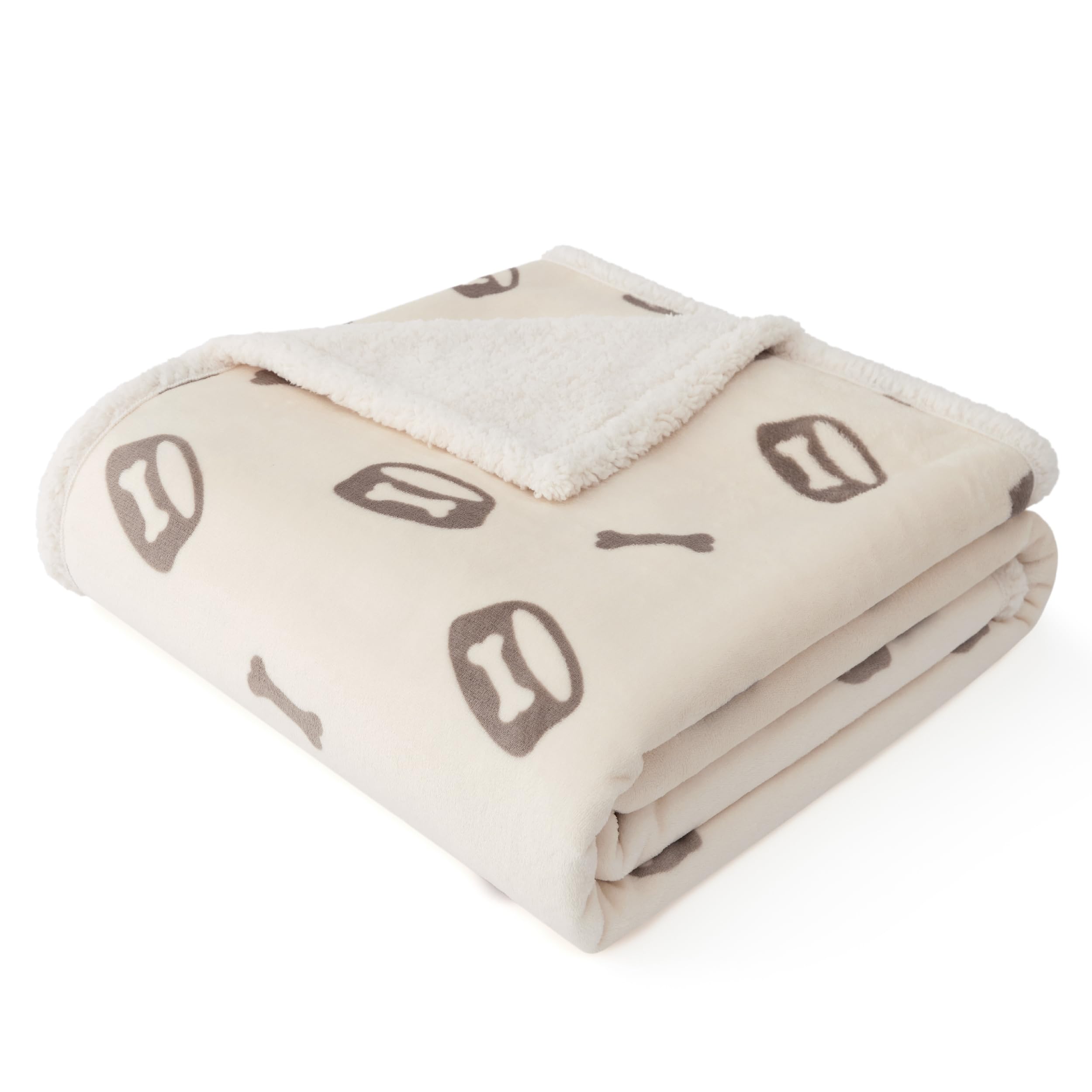 Bedsure Waterproof Dog Blanket - 89x63cm Puppy Dog Fleece Blanket for Small Dogs and Indoor Cats, Machine Washable, Reversible Pet Blankets Protects Bed and Sofa with Soft Plush, Cream