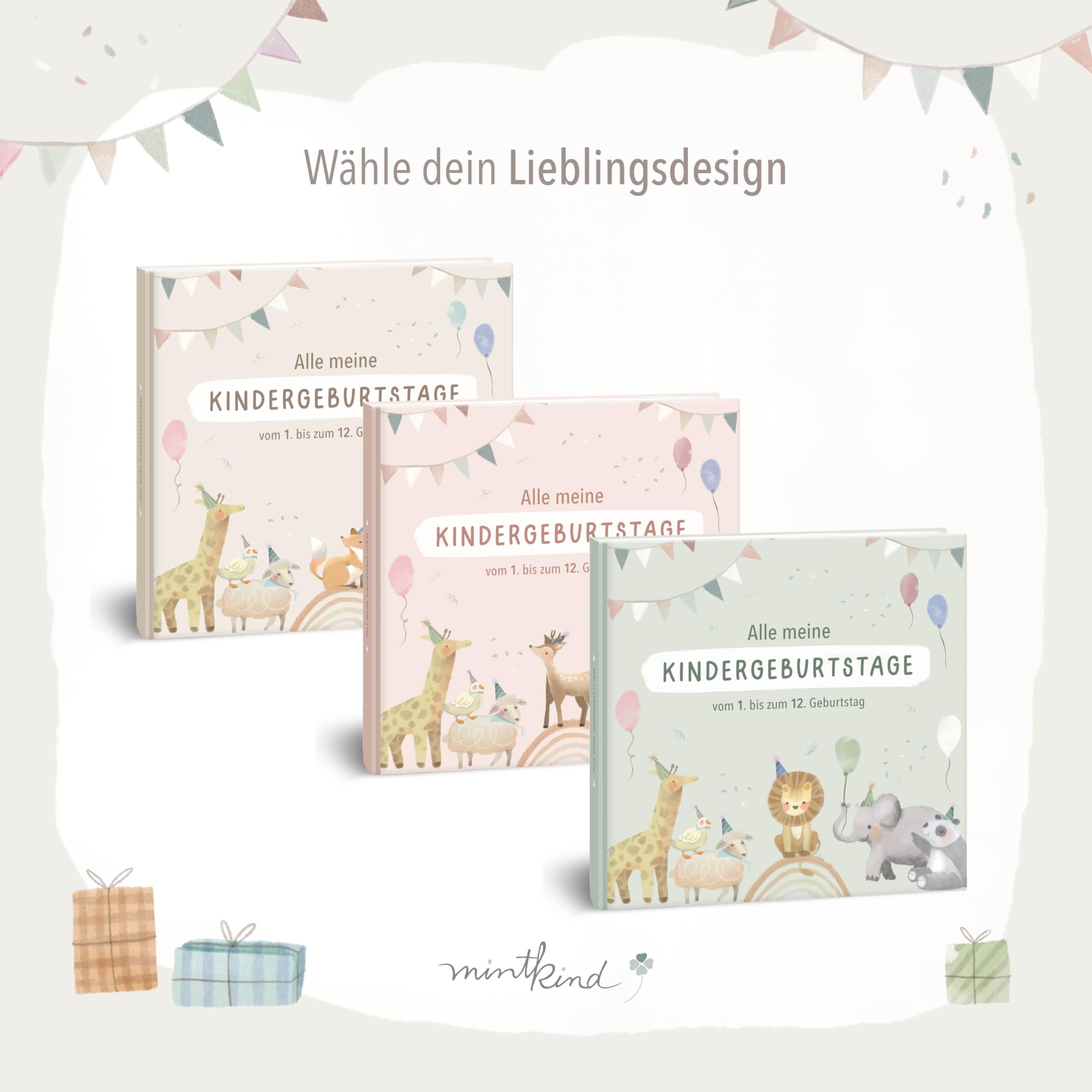Mintkind Fotoalbum Kinder Rosa – Erinnerungsbuch Kindergeburtstag mit Ausfüllseiten – Erinnerungsalbum 1 bis 12 Jahre – Geschenk zur Geburt für Jungen & Mädchen