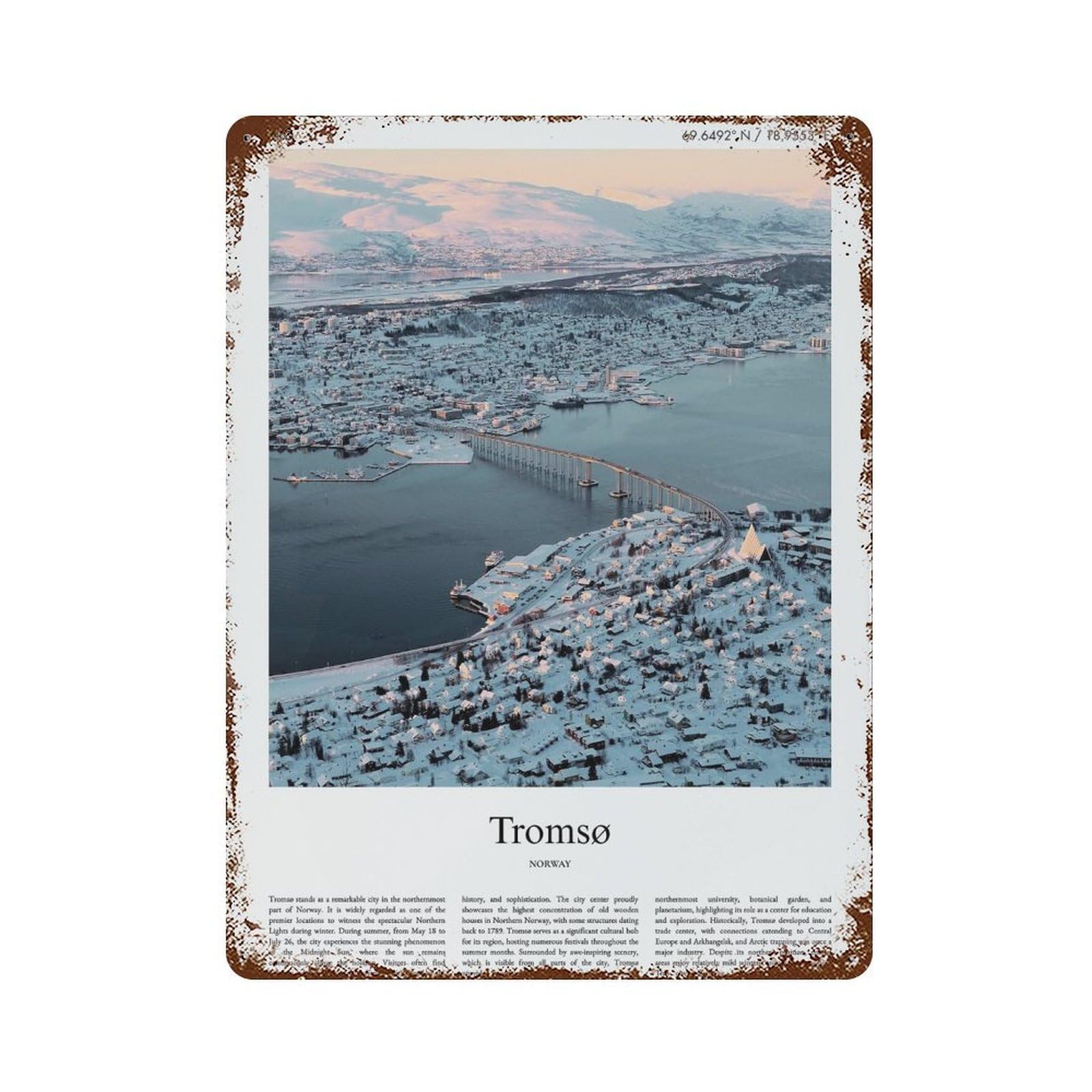 xiaoxiaoshen Tromsø Norway City Scenery Wall Decor Art Metal Tin Poster Modern Home Decor Art Home Bar Shop Decorations Vintage Sign 40x30cm
