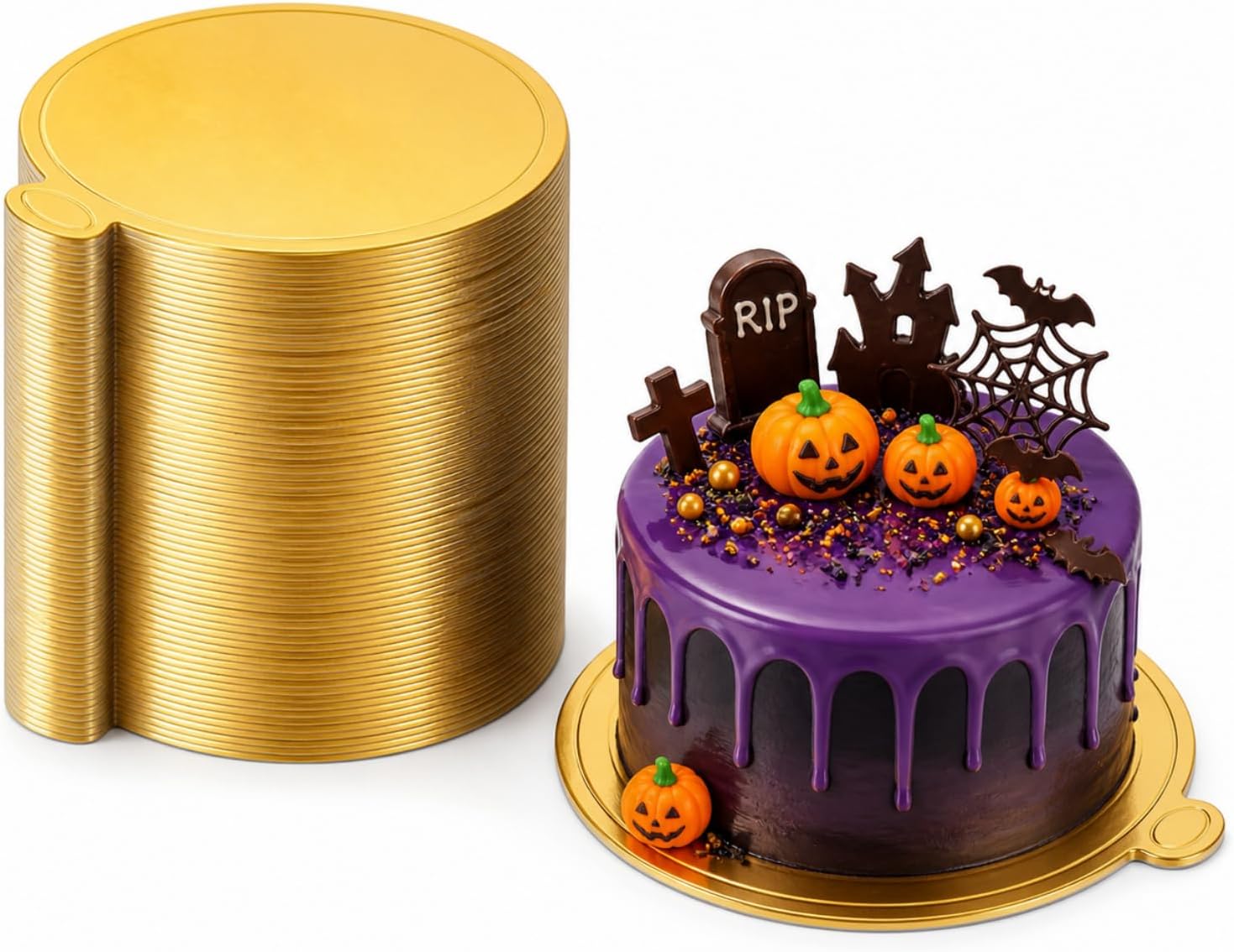 50PCS 4 Inch Cake Boards,10.1cm Disposable Round Gold Mini Cake boards