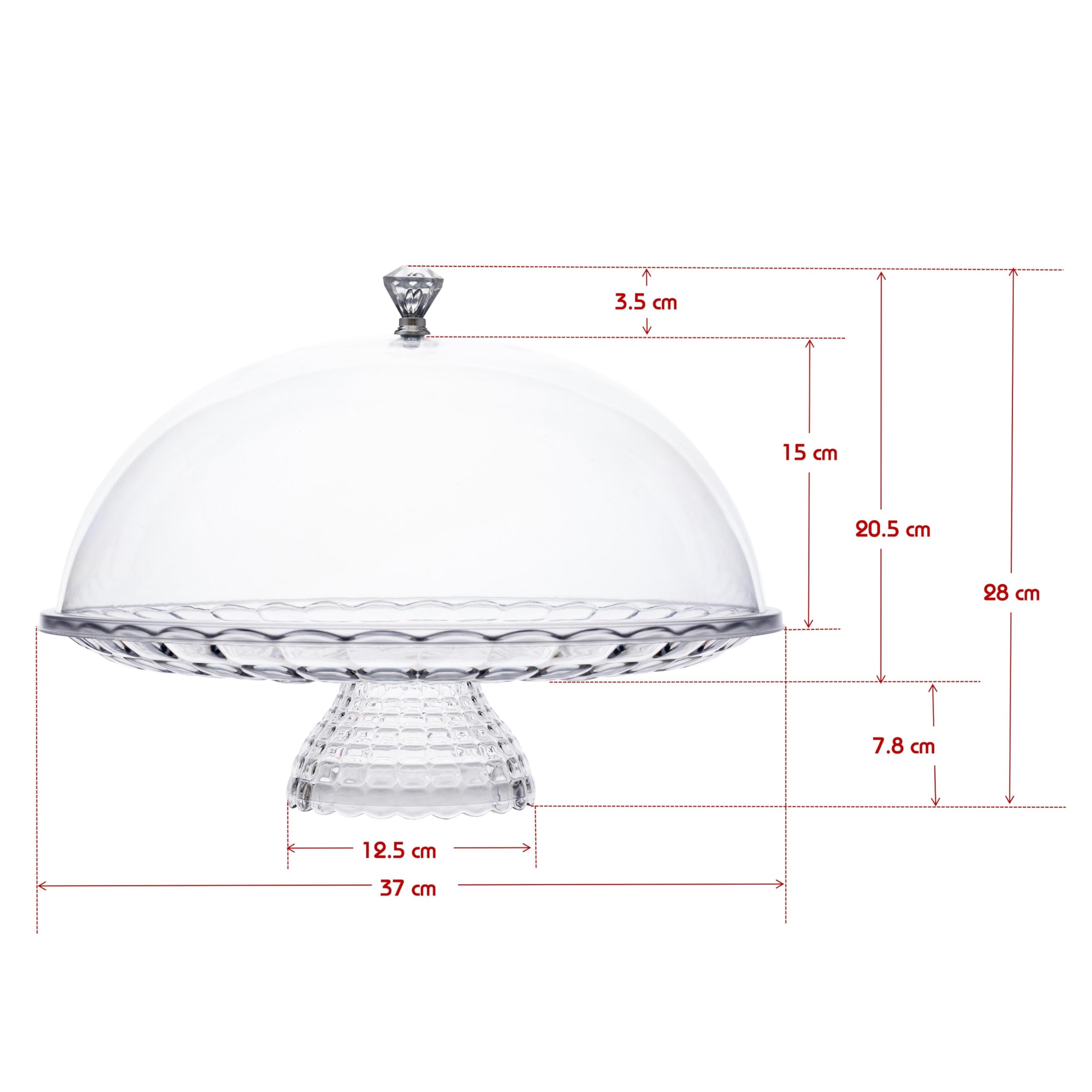 Porte gateau sur pied avec cloche plat a tarte pâtisserie + couteau et pelle à tarte inclus | XL | Ø 37cm rond | 1 ensemble