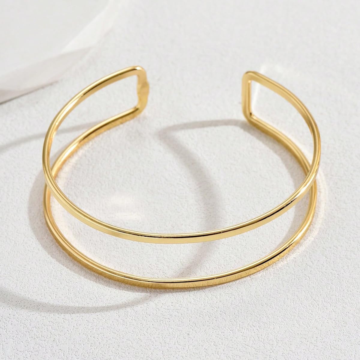 INENIMARTJ Gold Arm Cuff Jewelry for Women Minimalist Layered Bangle Armband Armlet Gold Silver Arm Cuff Upper Bangle Bracelet for Women - Image 2