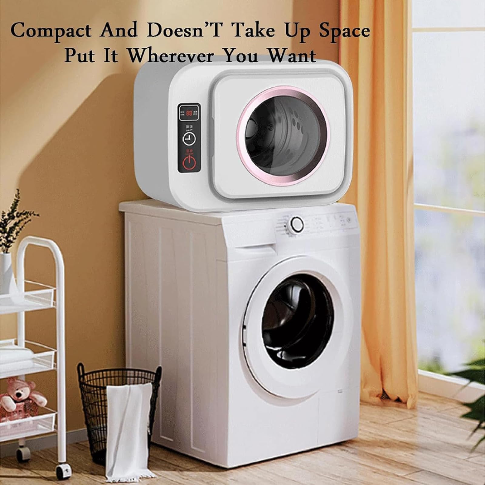 Mini Secadora Ropa 300 W, Secadora Ropa Portátil Pequeña 4,5 L, Se Detiene Abrir Puerta/apagado Alta Temperatura/eliminación Arrugas Hacia Adelante Hacia Atrás/bajo Ruido, Utilizada Ropa Interior
