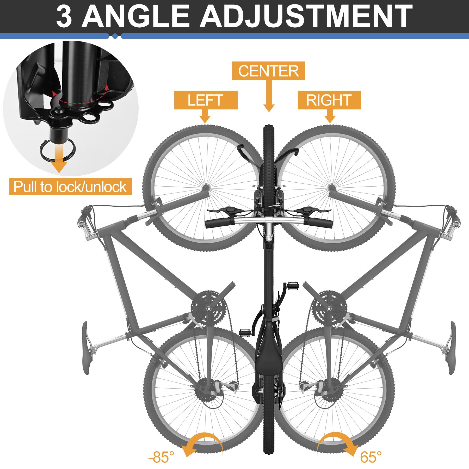 Soporte de pared giratorio para bicicleta, ganchos para garaje, soporte de pared para bicicletas (4, negro)