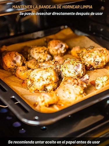 Vista 3 de SMARTAKE - 200 hojas de papel pergamino para hornear, 12x16 pulgadas, anti-adherente, pre-cortadas, pergamino para hornear, asar, freidora, pan