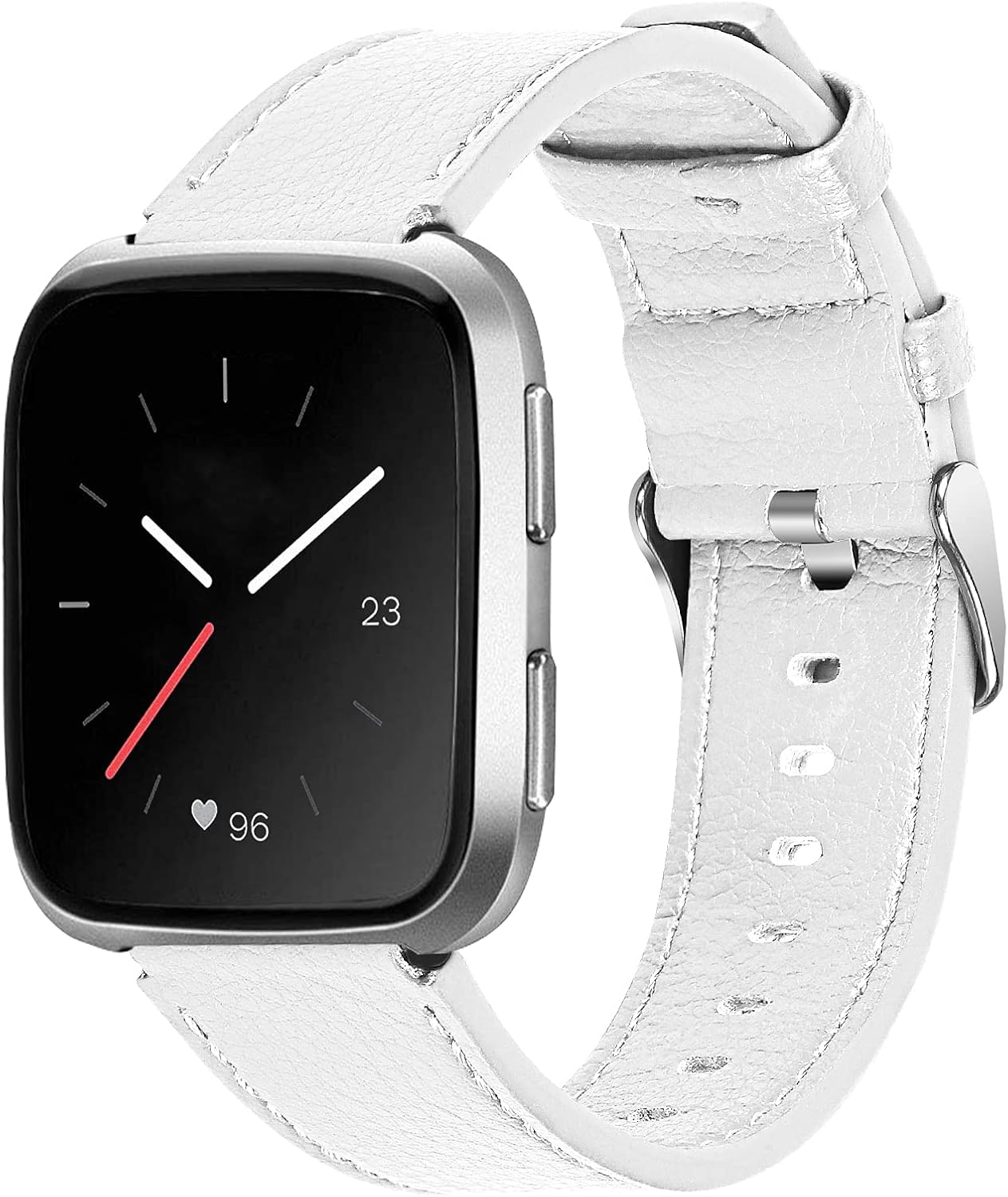 Leather Bands for Fitbit Versa Lite,KangPlus Women Leather Sport Bands Wristband with Metal Buckle Adjustable 5.5-8.1 inch Compatible for Fitbit Versa/Versa 2/Versa Lite - Red