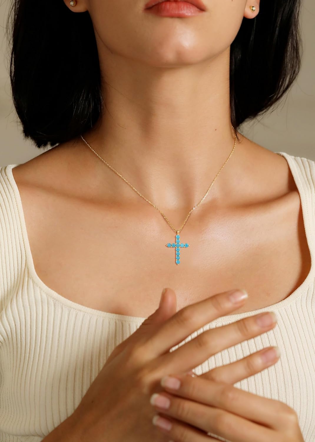 S.Leaf 18Karat Gold Plated Cross Necklace for Women 925 Sterling Silver Birthstone Cross Chain Cubic Zirconia Necklaces Best Friend Birthday Gifts for Women Sister Mom Wife Her Friend Party