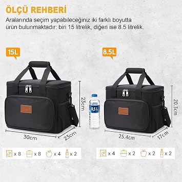 HAEGS Thermal Bag, Cold Hot Holder Insulated Lunch Bag, Cooler Ice Cream Lunch Bag 8.5L - Black