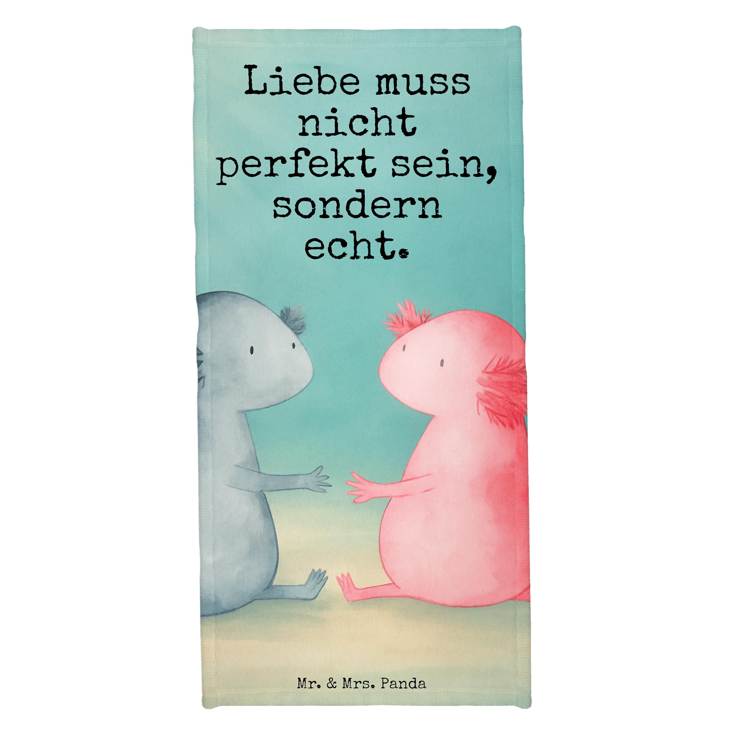 Mr. & Mrs. Panda Strandtuch Axolotl Liebe Design - Geschenk, sporthandtuch, Duschhandtuch, Lurch, Valentinstag, Sport Handtuch, Reisehandtuch