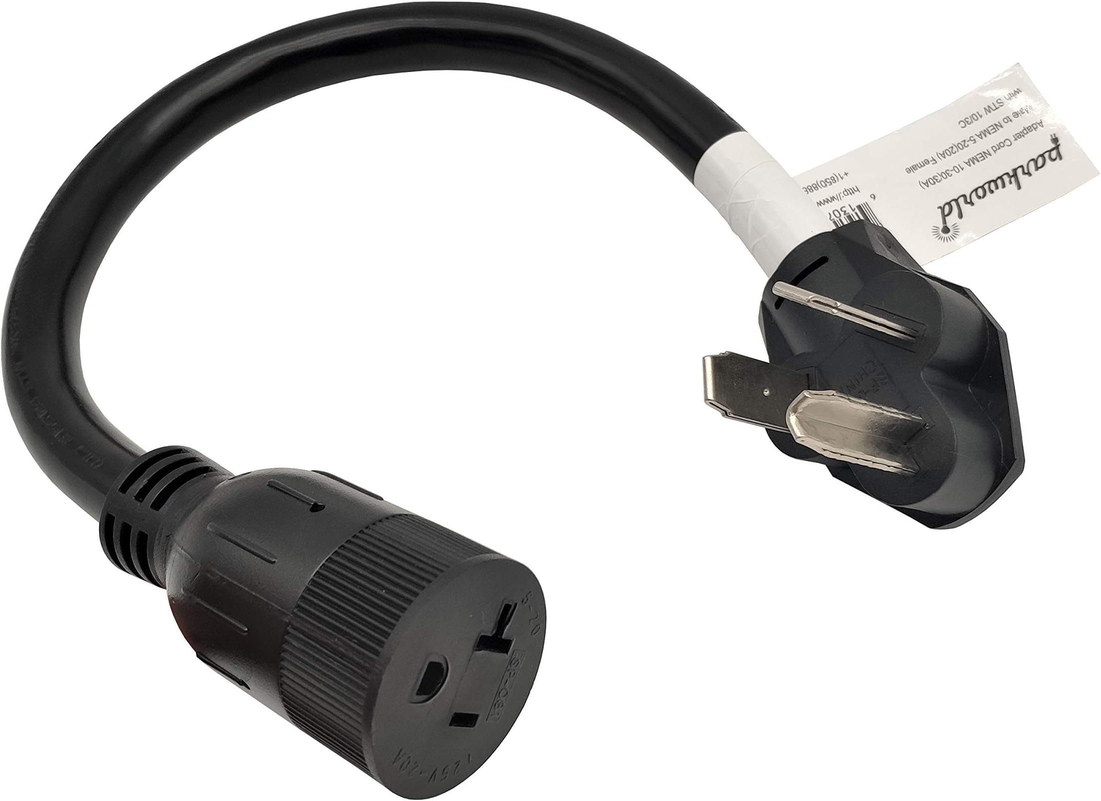 Parkworld 886344 Dryer 10-30 Plug Male to Household 5-15 (Generator 5-20) Receptacle Female Adapter Cord (ONLY Output 250 Volt)