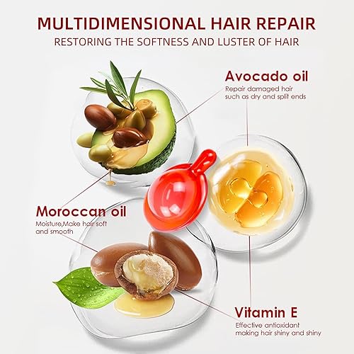 Miniatura 3 de Suero de tratamiento capilar, 40 cápsulas de vitaminas para el cabello A, C, E, B5, con macadamia de argán y aceite de aguacate para reparación del