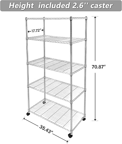 Miniatura 9 de HealSmart Estante de metal plegable de 3 niveles resistente, 14.96 pulgadas de profundidad x 27.95 pulgadas de ancho x 34.25 pulgadas de alto,