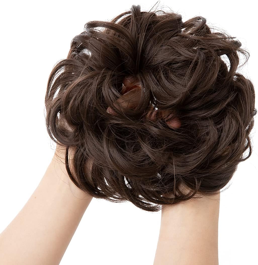 SARLA Messy Bun Hair Piece for Womens Synthetic Scrunchies Buns Extension Hairpieces Updo Pony Tail Dark Brown - Image 5