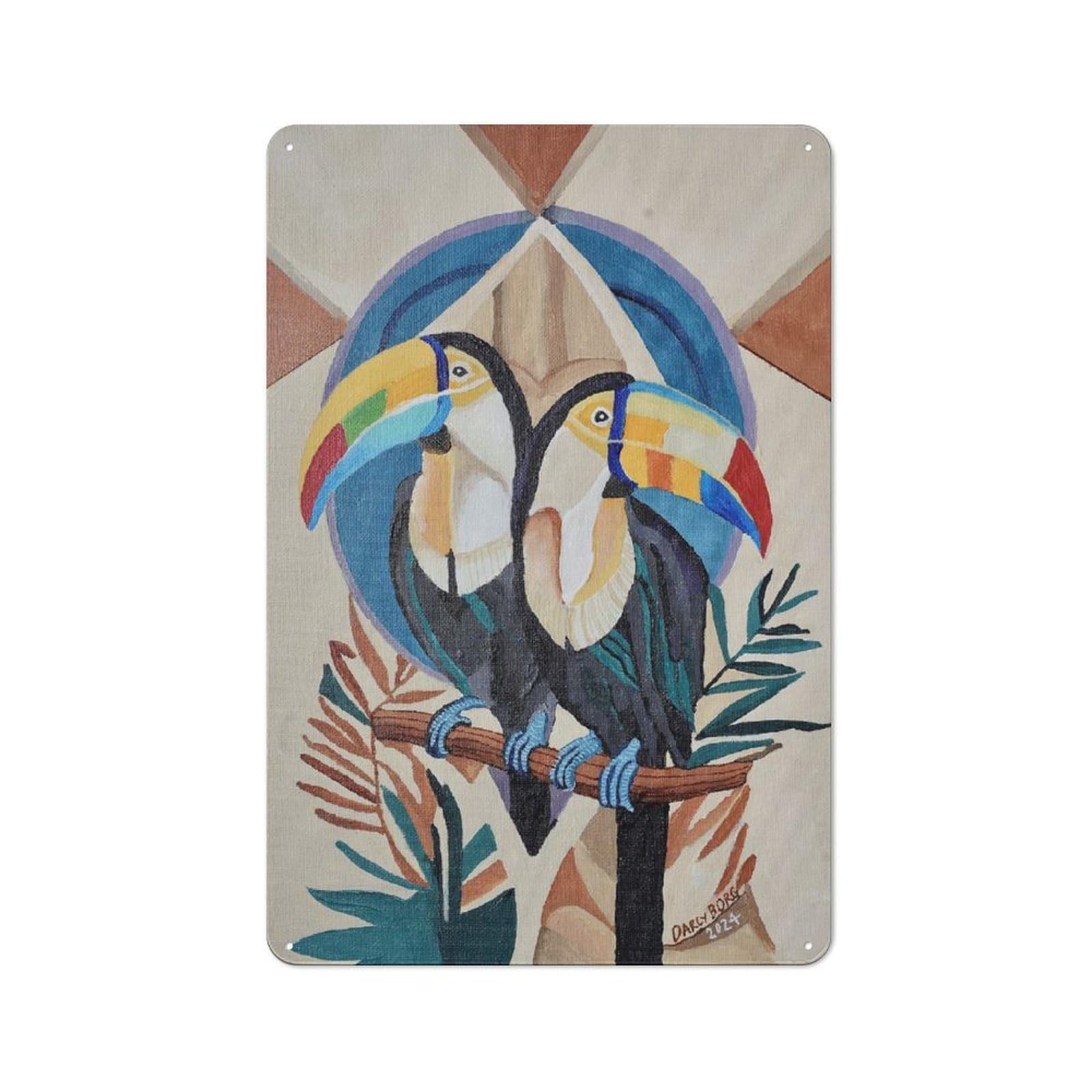 Junmoney Style-10 Toucans Rustic Tin Wall Plaque 30X20cm For Café Or Restaurant, For Kitchen, Dining Room And Home Bar Wall Decor