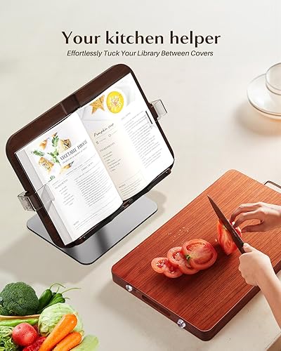 Miniatura 4 de Soporte ajustable para libros con base giratoria de 360 grados, soporte plegable para libros de recetas, computadoras portátiles, libros de texto