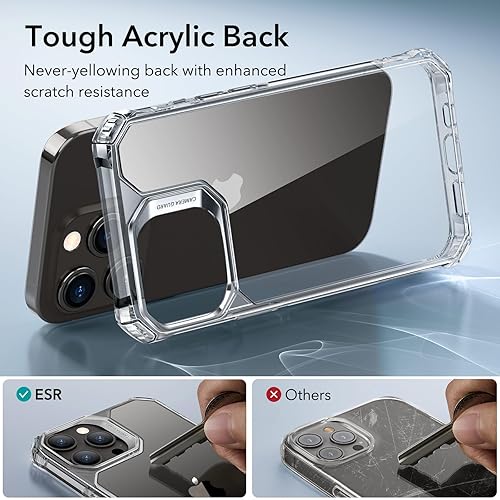 Miniatura 5 de ESR Funda para iPhone 15 Pro Max, protección de grado militar, esquinas de protección de aire a prueba de golpes, parte trasera acrílica resistente