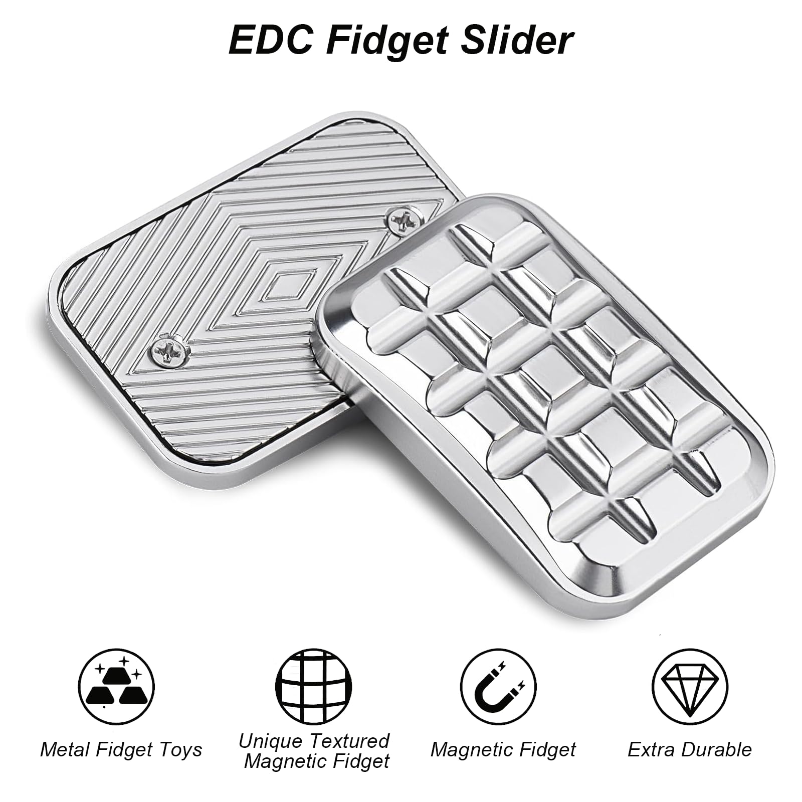 Fidget Slider - Zabawki Metalowe dla Dorosłych, EDC Dekompresja, Srebrny Metal, Antystresowe Obiekt dla ADHD i Lęku, Odstresowujący Prezent