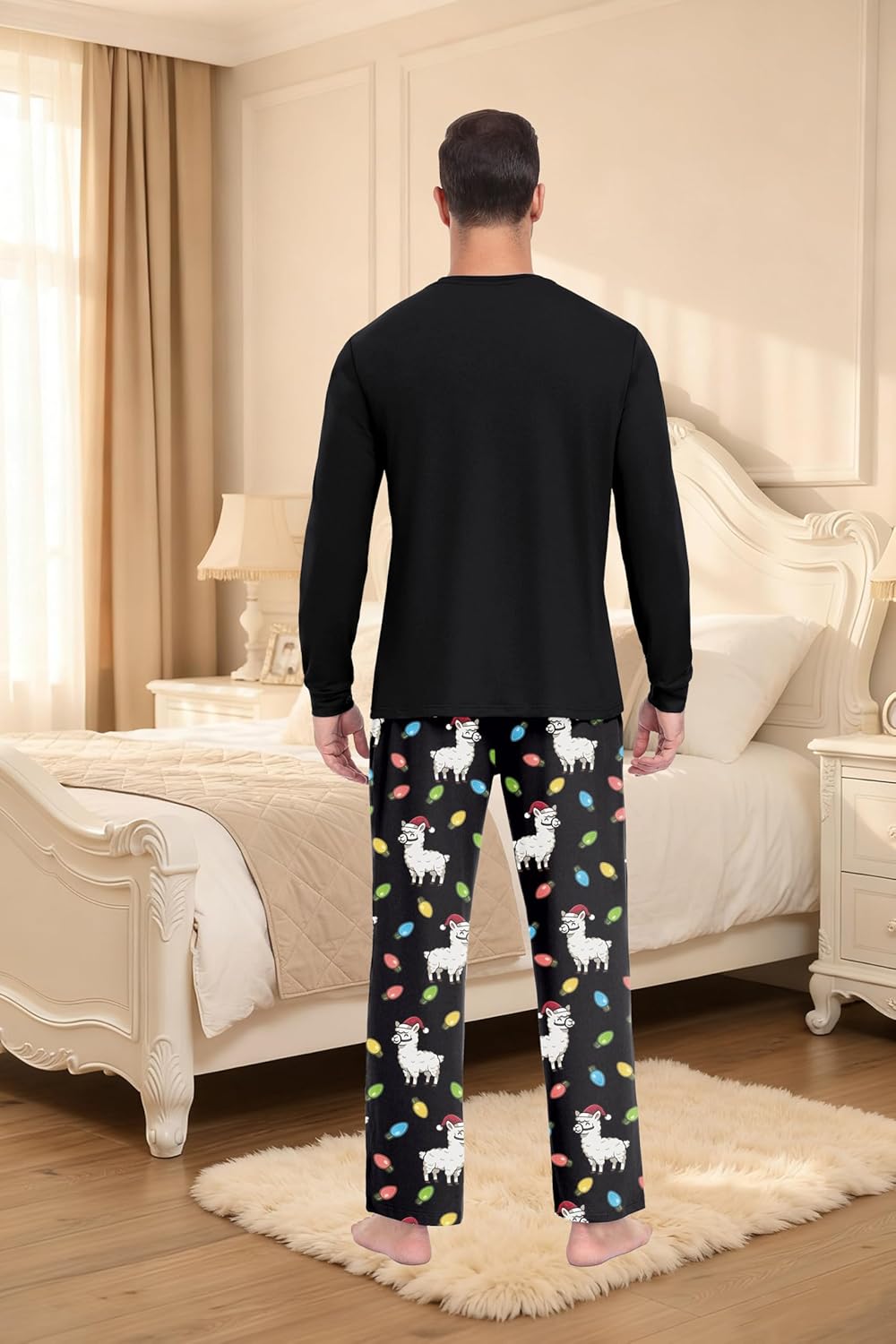 PrinStory Men's Pajama Sets Loungewear Sleepwear Pjs Lightweight Long Sleeve Shirts & Bottoms Soft Comfy Sleep Sets S-2XL - Image 6