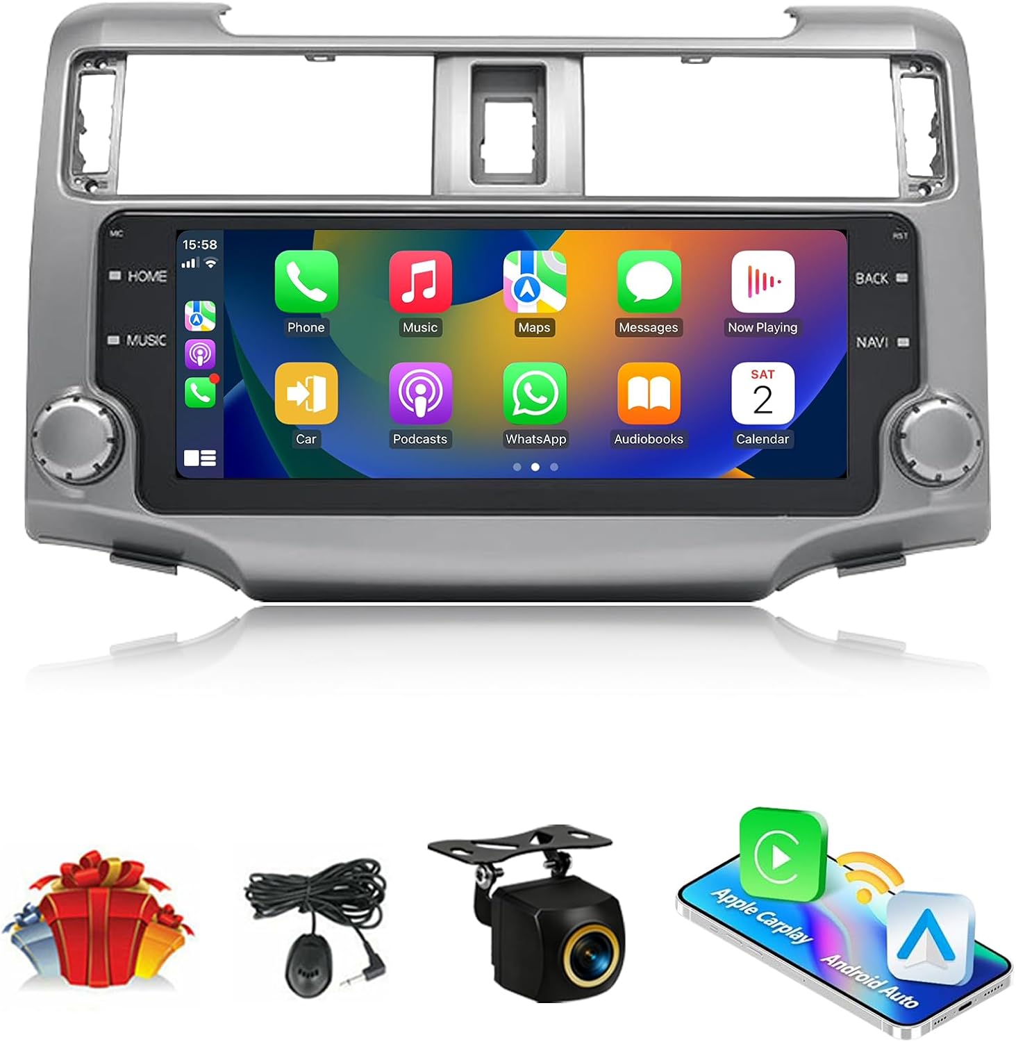 CUSP 10.33" Android Car Stereo Radio GPS Navigation for Toyota 4Runner 2009-2023, 2K IPS Touchscreen, 8G+128G, Wireless CarPlay & Android Auto, in-Dash Multimedia Radio, Voice Control