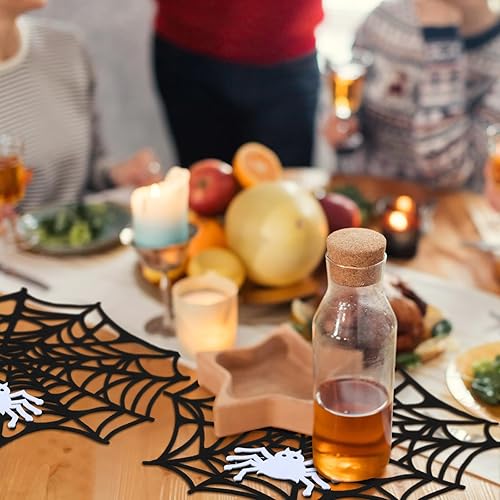Miniatura 4 de Manteles individuales de araña de Halloween de 13 pulgadas, decoración de mesa de Halloween con bonitos manteles individuales de telaraña, manteles
