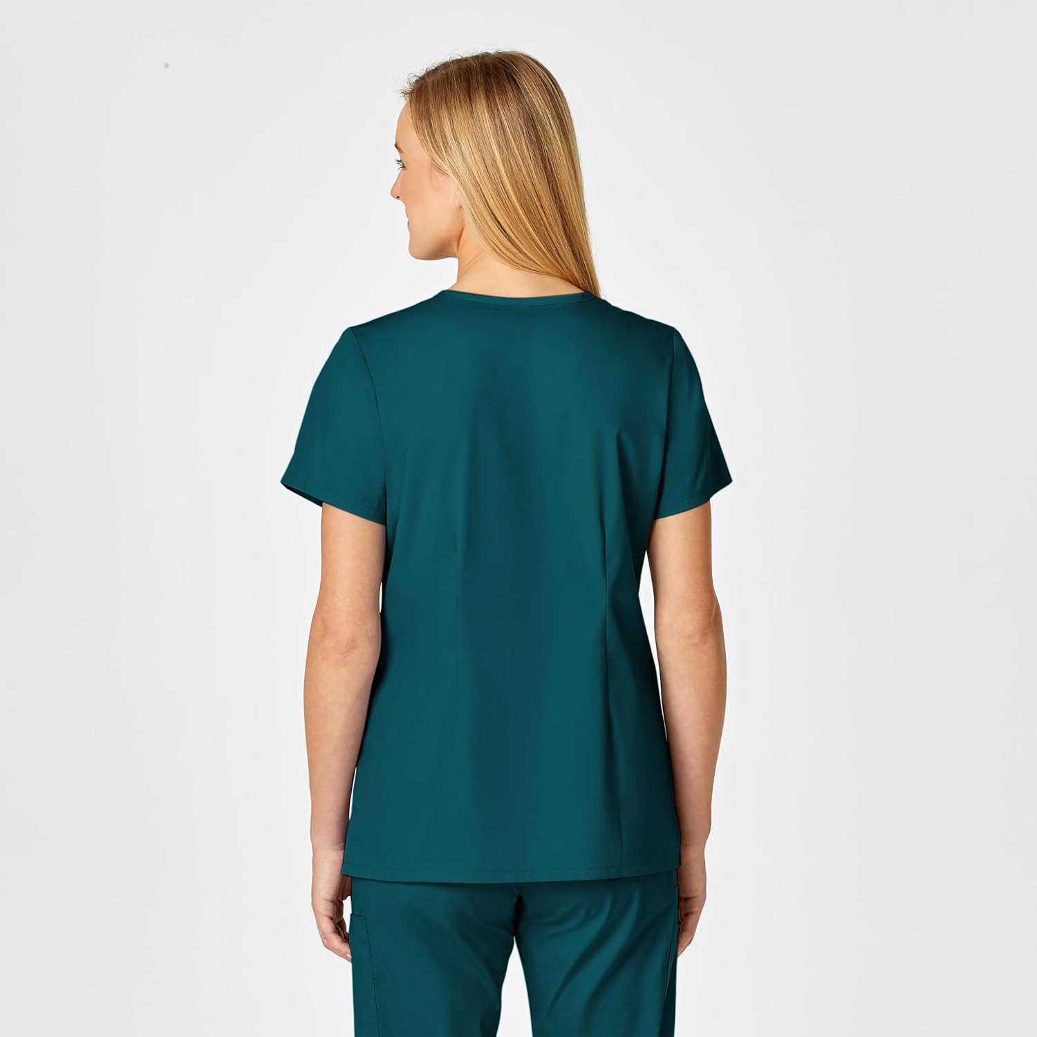 Wink WonderWORK Women's Shaped V-Neck Scrub Top, Caribbean Blue, S
