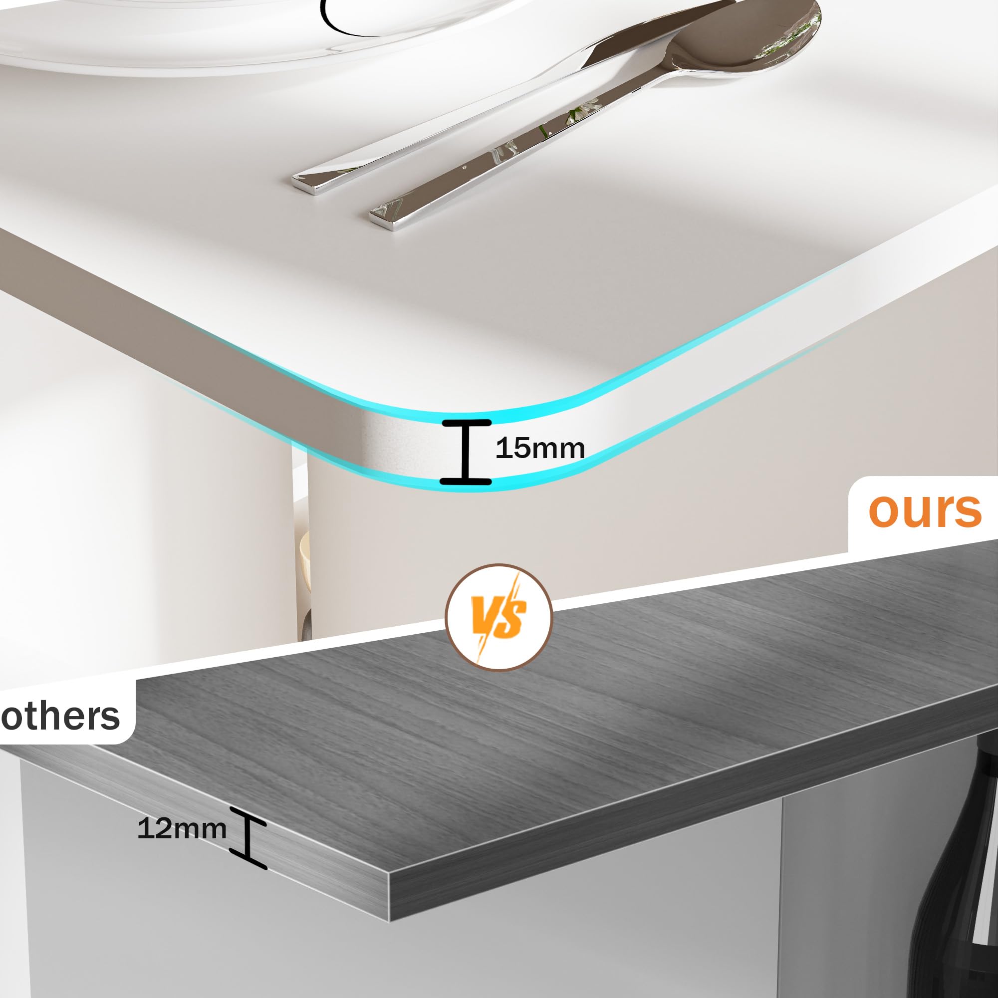 Mesa de comedor plegable con ruedas, mesa de cocina para 4 a 6 personas con gran mueble de almacenamiento, ideal pequeño espacio de cocina, comedor, 120 x 70 cm, color blanco
