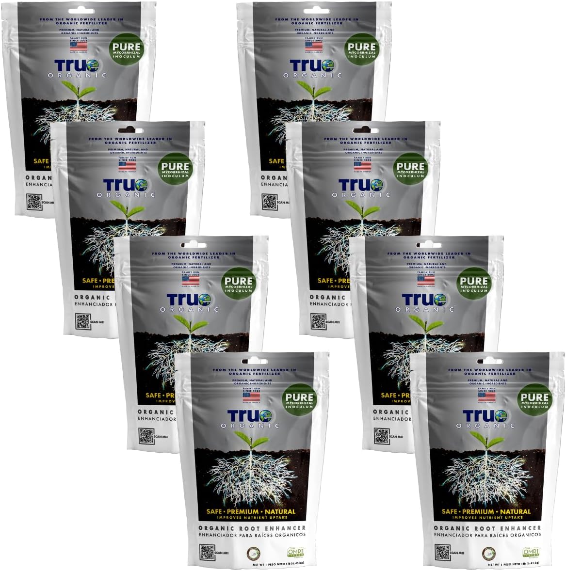 True Organic Root Enhancer – Natural Root Booster for Vegetables, Fruits, and Flowers – Mycorrhizal Fungi for Vigorous Growth and Stress Resistance- Case of 8
