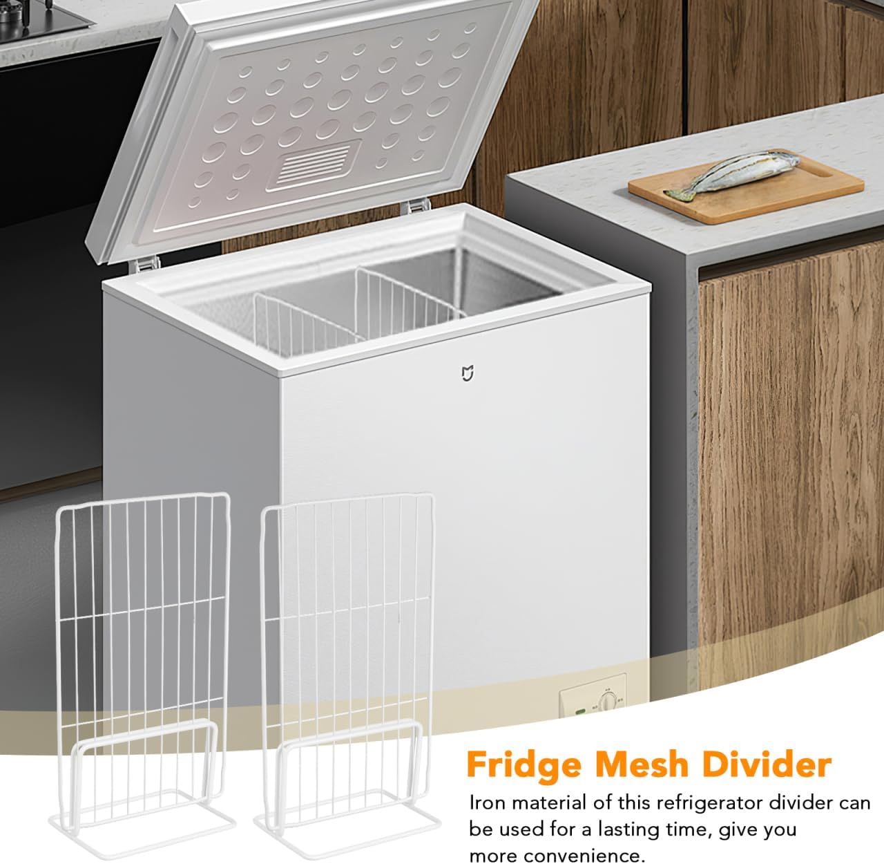 2 Pcs Adjustable Freezer Divider Shelves - Wire Shelf Organizer for Freezer and Refrigerator, Perfect for Deep Refrigerator Storage, Easy Installation