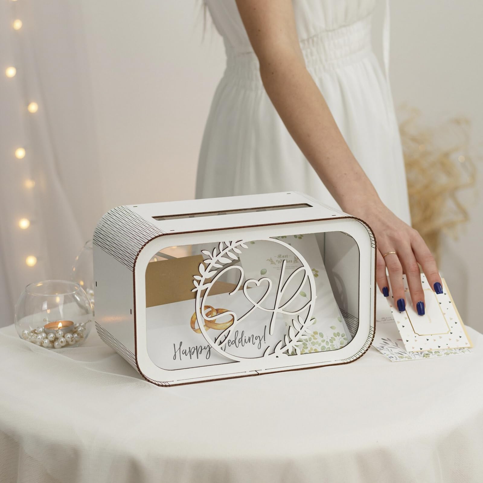 Caja de madera para Tarjetas de Boda personalizada - Caja de Dinero de Regalo de Boda - Caja de Madera para Sobres de Boda