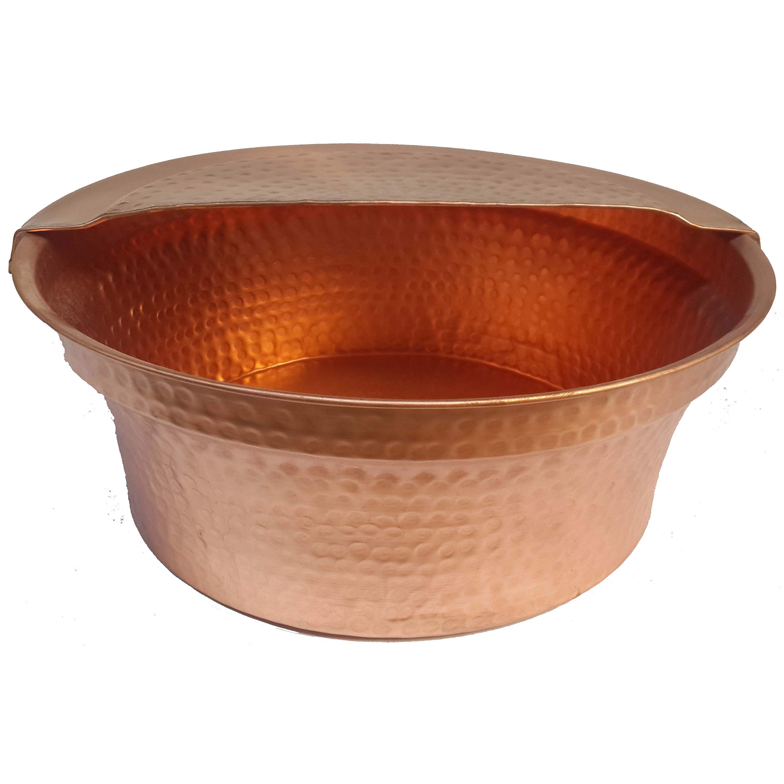 Portable Gold Copper Foot Bath Care Shower Spa Pedicure Feet Soak Wash Bowl Massage Body Health Tub Basin Cauldron Pot + Footrest