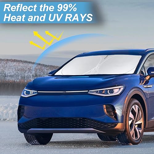 Miniatura 424 de Parasol para parabrisas de ajuste personalizado, cubierta para ventana delantera, visera plegable 210T, protector que bloquea los rayos ultravioleta