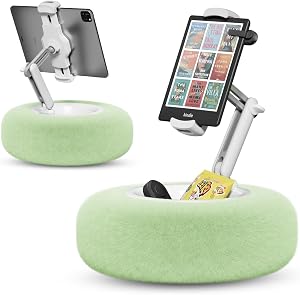 SupeDesk Tablet Stand Pillow Kindle Stand Phone Holder, with Height Adjustable, Snack Bowl, Compatible with 4.7"-13" Phones, Tablets, Tablet Pillow Stand for Reading, Watching Video, Streaming