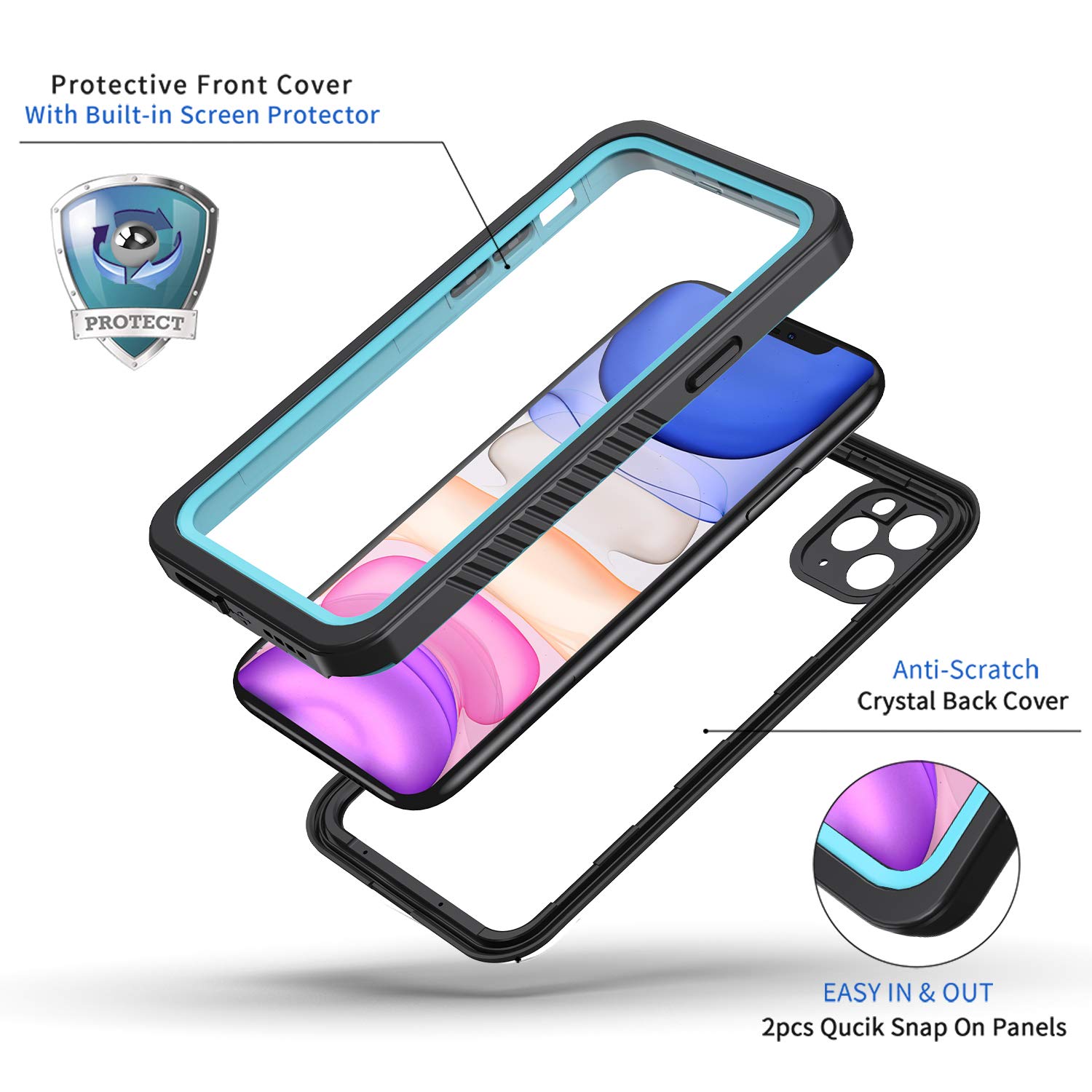 Lanhiem Cover Per Impermeabile iPhone 11 Pro (5.8"),Cover Subacquea iPhone 11 Pro[IP68 Certificato Waterproof] Protezione dello Schermo Antiurto Antipolvere Subacquea Caso per iPhone 11 Pro,Blu