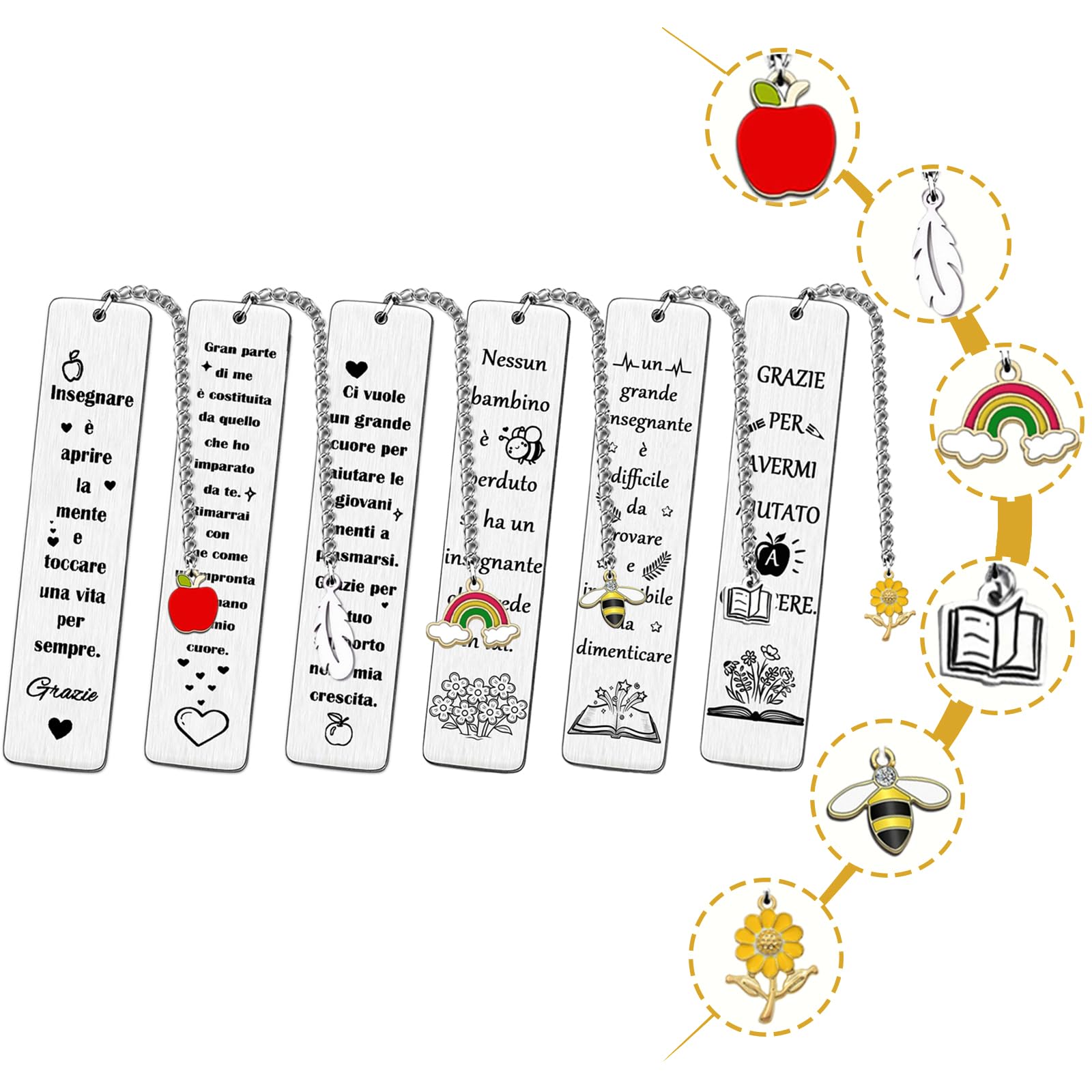 6 Pezzi Segnalibro Maestra Insegnate, Regalo Maestre Fine Anno, Personalizzato per Giornata Degli Insegnanti Grazie,Marcatori di Pagina, Regalo Fine Anno Studenti, Natale Compleanno Laurea