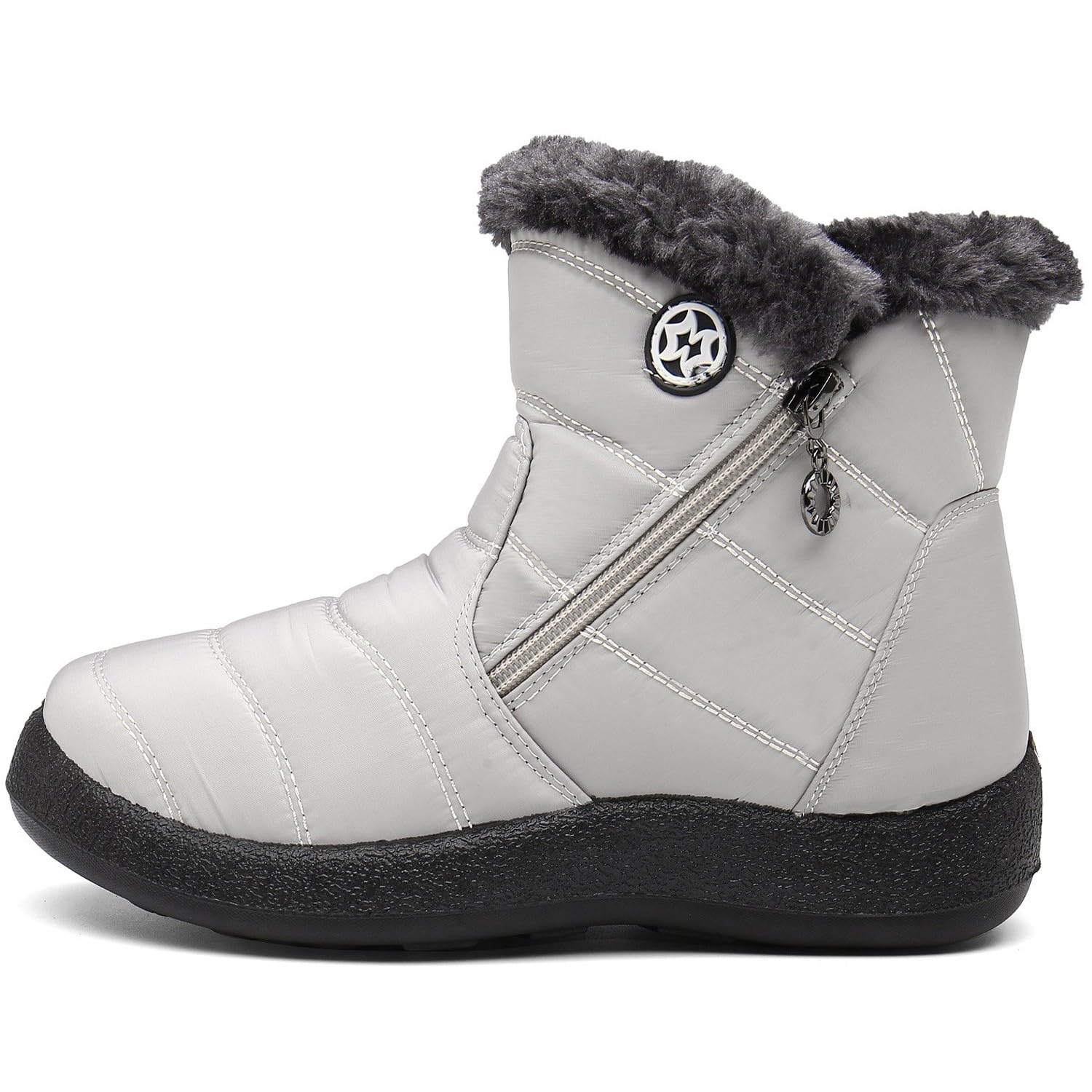 Stivali Donna Stivaletti Invernali Impermeabili Cerniera Stivali da Neve Cotone Caldo Peluche Caviglia Boots Bassi Scarpe Ultraleggero